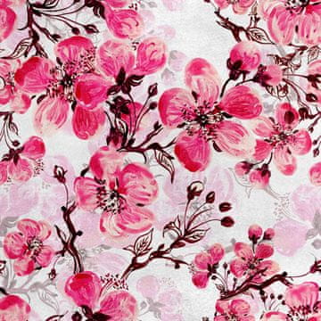 Royal Samt Stoff Polyester Zum Nähen - Motiv Kirschblüten