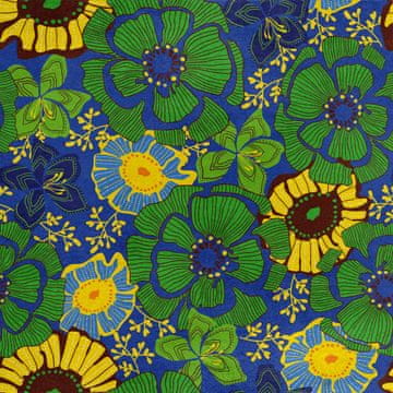 Royal Samt Stoff Polyester Zum Nähen - Motiv Grün-gelbe Blumen
