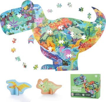 FED SLAGALICA OD 295 DIJELOVA - SVIJET DINOSAURA, DINOSAURI + 3D KARTICE
