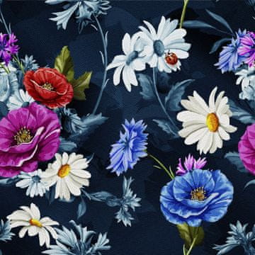 VANJSKI DEKOSTOFFE OXFORD - Motiv Wildblumen auf dunklem I DX463