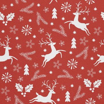 VANJSKI DEKOSTOFFE OXFORD - Motiv Weihnachtsthema auf rotem I DX461