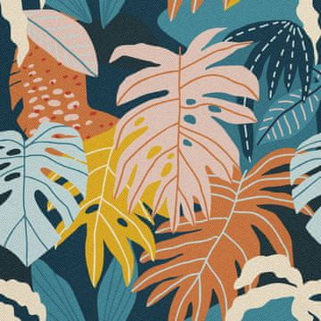 VANJSKI DEKOSTOFFE OXFORD - Motiv bunte Palmblätter I DX269