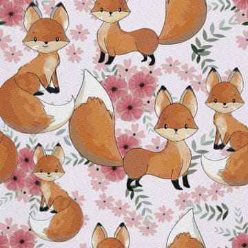 VANJSKI DEKOSTOFFE OXFORD - Motiv Fuchs in rosa Blüten I DX575