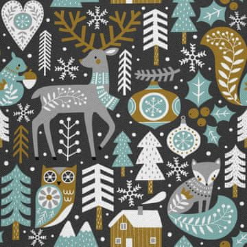 VANJSKI DEKOSTOFFE OXFORD - Motiv Waldtiere im Winter I DX274
