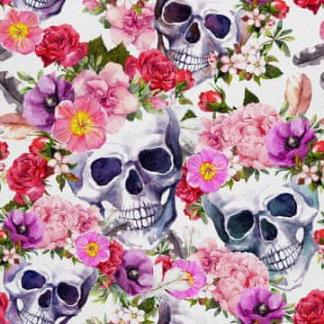 VANJSKI DEKOSTOFFE OXFORD - Motiv Totenköpfe s Blumen 3 I DX446