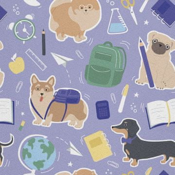VANJSKI DEKOSTOFFE OXFORD - Motiv Schulmaterial und Hunde 2 I DX385