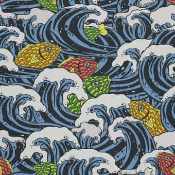 VANJSKI DEKOSTOFFE OXFORD - Motiv Meereswelle Fisch