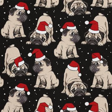 VANJSKI DEKOSTOFFE OXFORD - Motiv Möpse u Weihnachtsmütze