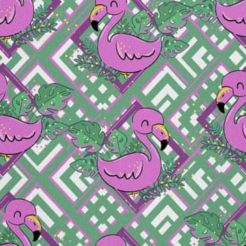 VANJSKI DEKOSTOFFE OXFORD - Motiv Flamingo und Blätter