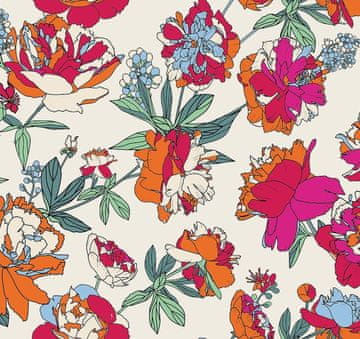 VANJSKI DEKOSTOFFE OXFORD - Motiv rosa Bluten auf hellem Hintergrund I DR240