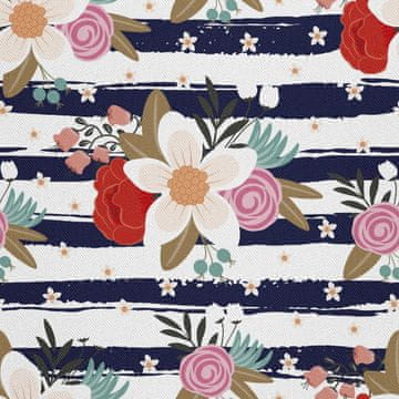 VANJSKI DEKOSTOFFE OXFORD - Motiv Blumen auf den Streifen