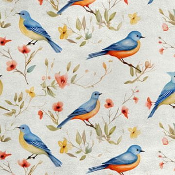 Royal Samt Stoff Polyester Zum Nähen - Motiv Vögel - RDX2429