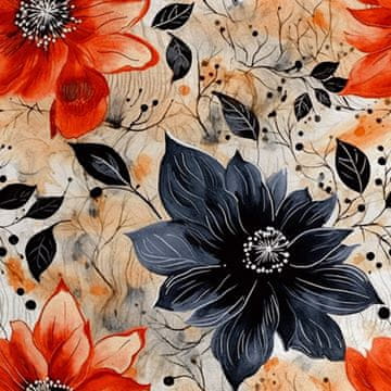 Royal Samt Stoff Polyester Zum Nähen - Motiv Blumen - RDX2735