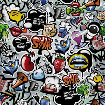 OUTDOOR DEKOSTOFFE OXFORD - Motiv Graffiti - soziale Medien