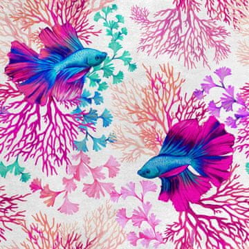 Royal Samt Stoff Polyester Zum Nähen - Motiv Korallenriff