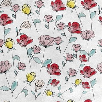 Royal Samt Stoff Polyester Zum Nähen - Motiv gemalte Blumen 10