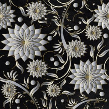 Royal Samt Stoff Polyester Zum Nähen - Motiv weiße Blumen