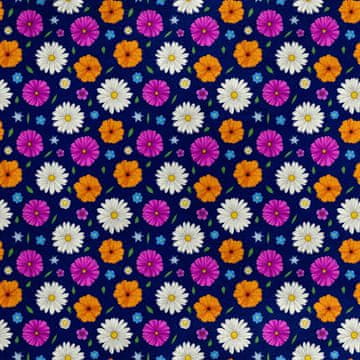 Royal Samt Stoff Polyester Zum Nähen - Motiv Frühlingsblumen