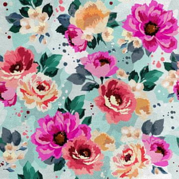 Royal Samt Stoff Polyester Zum Nähen - Motiv gemalte Blumen 8