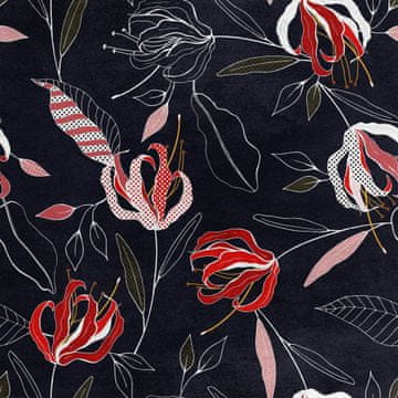 Royal Samt Stoff Polyester Zum Nähen - Motiv blühende Tulpen