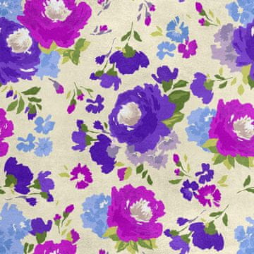 Royal Samt Stoff Polyester Zum Nähen - Motiv gemalte Blumen 5
