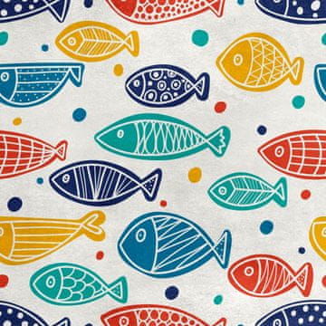 Royal Samt Stoff Polyester Zum Nähen - Motiv Bunter Fisch