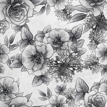 Royal Samt Stoff Polyester Zum Nähen - Motiv Bleistift Blumen