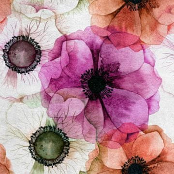 Royal Samt Stoff Polyester Zum Nähen - Motiv gemalte Blumen 7