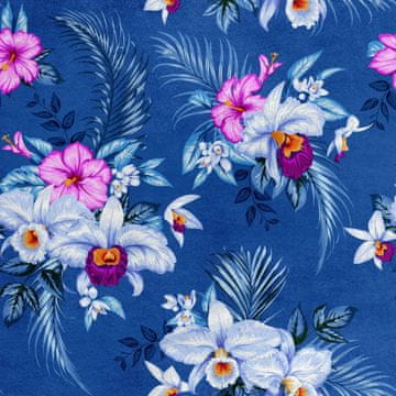 Royal Samt Stoff Polyester Zum Nähen - Motiv Blumensträuße auf blauem