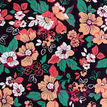 Royal Samt Stoff Polyester Zum Nähen - Motiv Blumen auf schwarzem 3