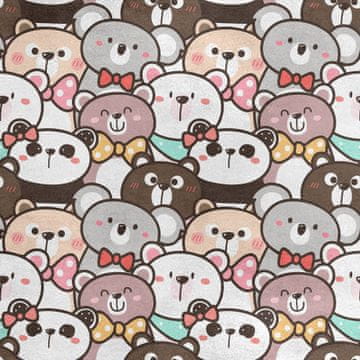 Royal Samt Stoff Polyester Zum Nähen - Motiv Bär, Koala und Panda - kawaii