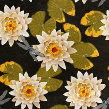 Royal Samt Stoff Polyester Zum Nähen - Motiv blühender Lotus