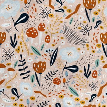 Royal Samt Stoff Polyester Zum Nähen - Motiv Blumen und Pilze