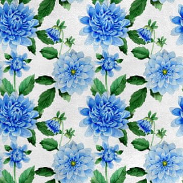 Royal Samt Stoff Polyester Zum Nähen - Motiv Blaue Dahlie 2