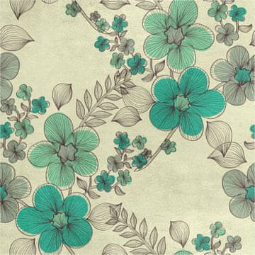 Royal Samt Stoff Polyester Zum Nähen - Motiv gemalte Blumen 4