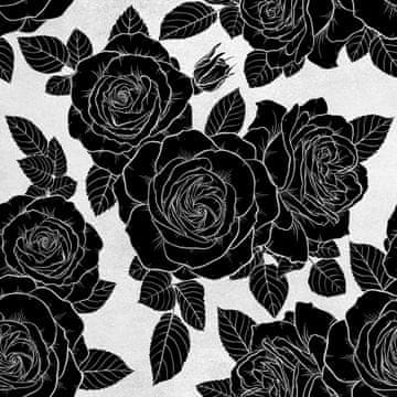 Royal Samt Stoff Polyester Zum Nähen - Motiv Schwarze Rosen 2