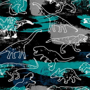 Royal Samt Stoff Polyester Zum Nähen - Motiv Umrisse von Dinosauriern