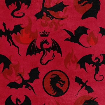 Royal Samt Stoff Polyester Zum Nähen - Motiv schwarzer Drache
