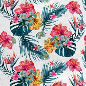 Royal Samt Stoff Polyester Zum Nähen - Motiv Hawaiianische Blumen