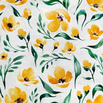 Royal Samt Stoff Polyester Zum Nähen - Motiv gelbe Blumen Aquarell