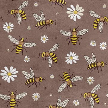 Royal Samt Stoff Polyester Zum Nähen - Motiv Biene und Blumen
