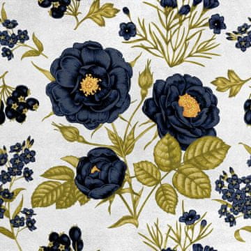 Royal Samt Stoff Polyester Zum Nähen - Motiv Schwarze Rosen