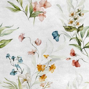 Royal Samt Stoff Polyester Zum Nähen - Motiv Wiesenblumen 2