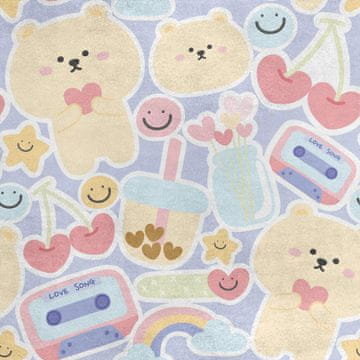 Royal Samt Stoff Polyester Zum Nähen - Motiv Pastell-Teddybär with Herz