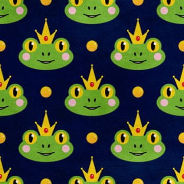 Royal Samt Stoff Polyester Zum Nähen - Motiv Frosch in der Krone