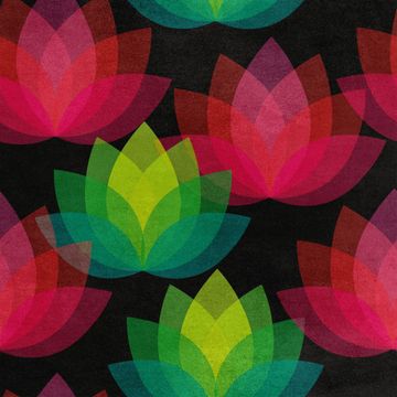 Royal Samt Stoff Polyester Zum Nähen - Motiv orientalische Lotusblume