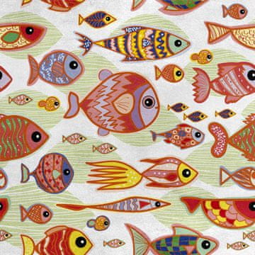Royal Samt Stoff Polyester Zum Nähen - Motiv Bemalter Fisch