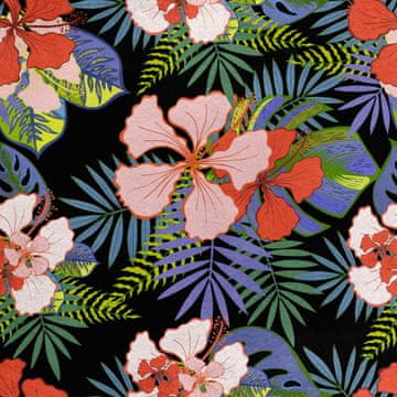 Royal Samt Stoff Polyester Zum Nähen - Motiv exotische Blumen