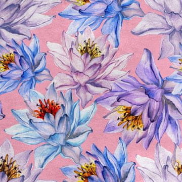Royal Samt Stoff Polyester Zum Nähen - Motiv Lotusblumen Tropen