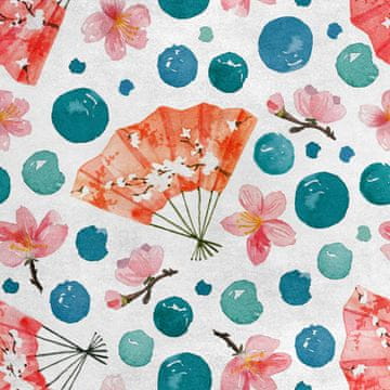 Royal Samt Stoff Polyester Zum Nähen - Motiv Japanischer Ventilator